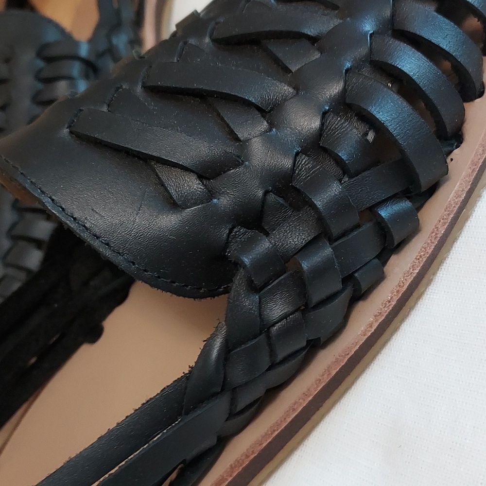 Nisolo Black Woven Leather Huarache Sandals - Picture 8 of 14